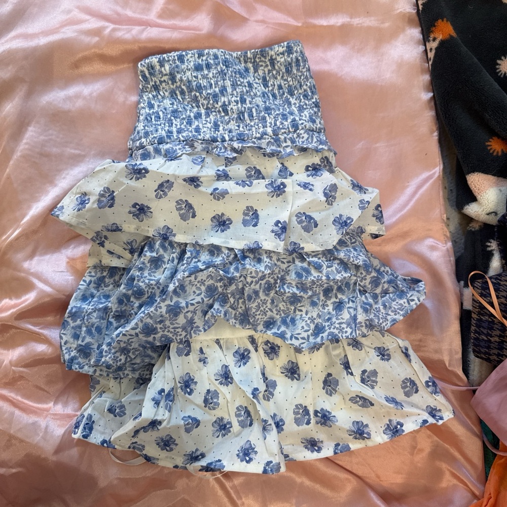 Floral Blue Mini Skirt